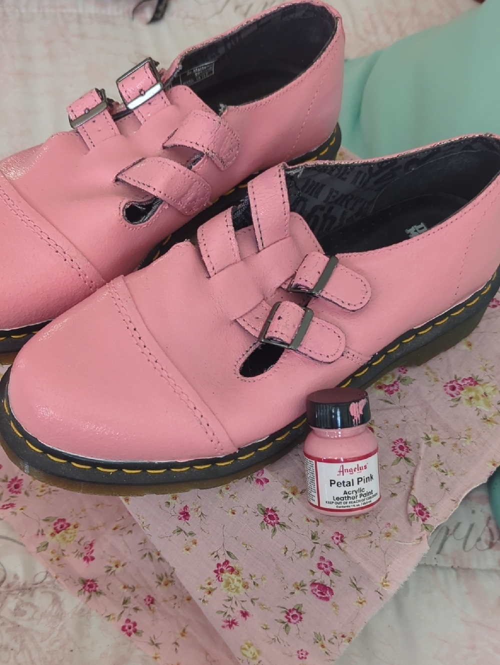 Doc Martens Air Wair Mary Janes DIY Custom Color Petal Pink Size 11 - Picture 15 of 15